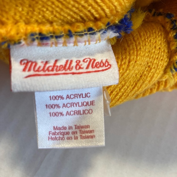 Mitchell & Ness Blue and Yellow Pom Beanie - Picture 6 of 7